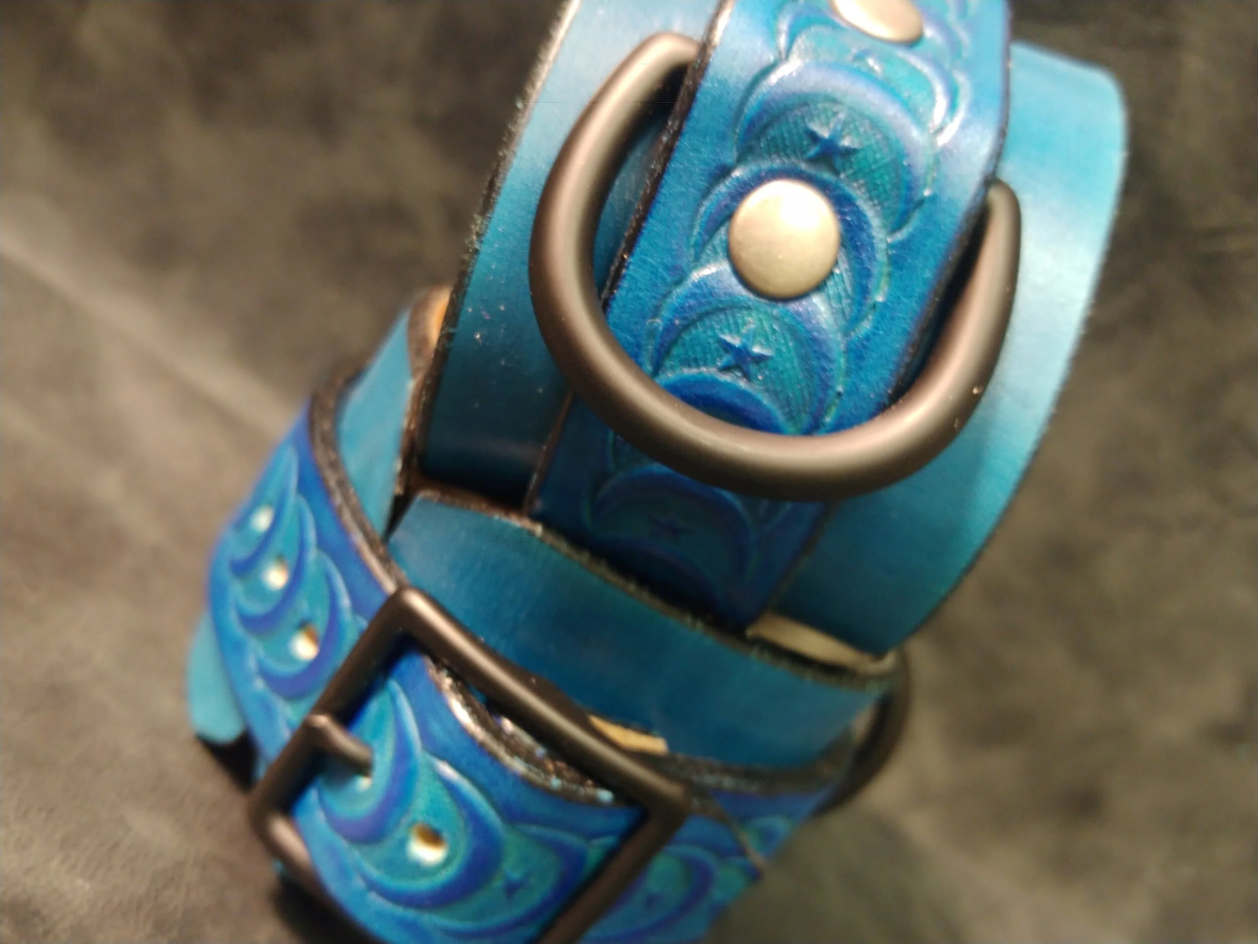 Bondage Cuffs Aqua Moon Set of 2 — Leather Pixie