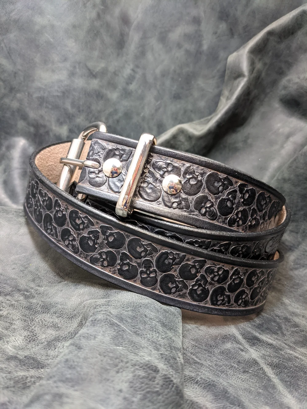 Black Skull Belt — Leather Pixie