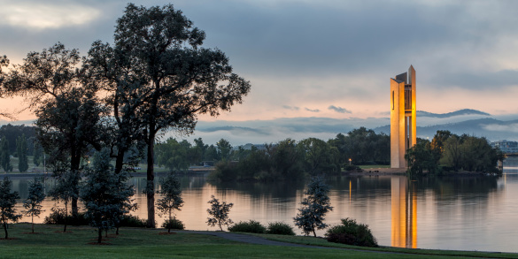 View across Lake Burley Griffin, named for the designer of the city. Getty Images