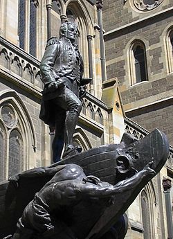 This statue is in Melbourne, Australia, near Flinders Street and is named for Matthew Flinders