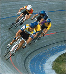 Cyclists racing at a velodrome ©Getty