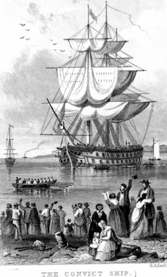 Illustration of a convict ship about to depart for Australia. ©Getty Images
