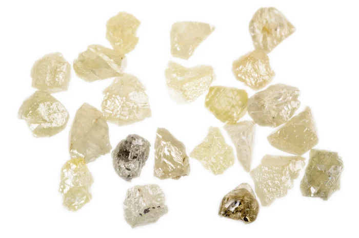 Rough uncut diamonds: this is what the look like when mined. Expert cutters cut and polish them so they look like what we know as diamonds. ©iStock