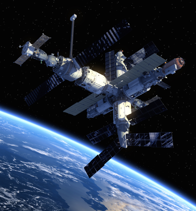 The space station orbits the Earth. © Getty Images