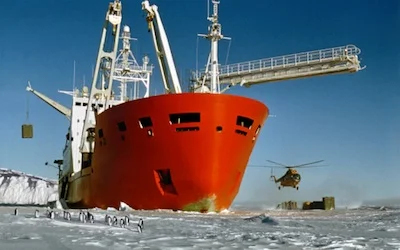 Supplies for a base arrive in summer and must last for a year because ships can't get there in winter. ©Getty Images