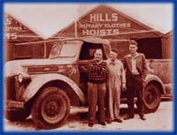 Lance Hill is in the centre. His brother-in-law, Harold Ling is on the left.The man on the right is a worker, Jack Short
