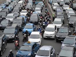 Heavy traffic in the capital city, Jakarta.