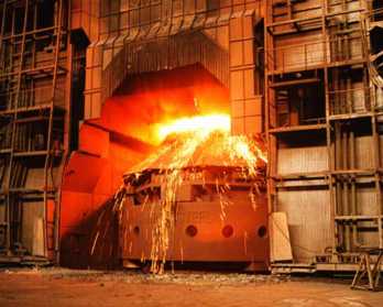 Iron ore is melted in a blast furnace. This is called smelting. Getty Images