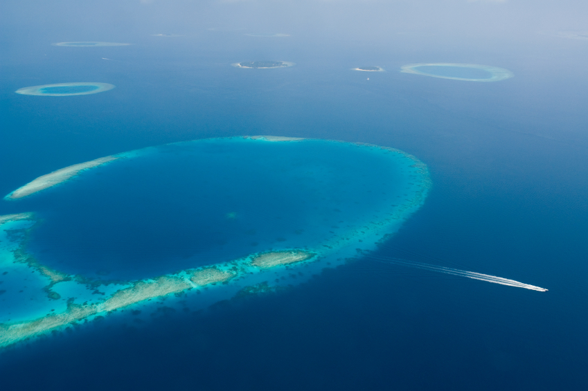 A large reef and lagoon in the Maldives. iStock