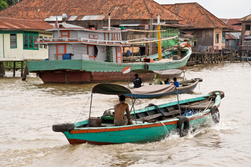 Transport on the rivers.