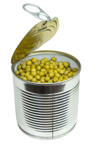 Steel is used to make cans. The steel is covered with a layer of tin and then shaped into a cylinder or can shape © Getty Images