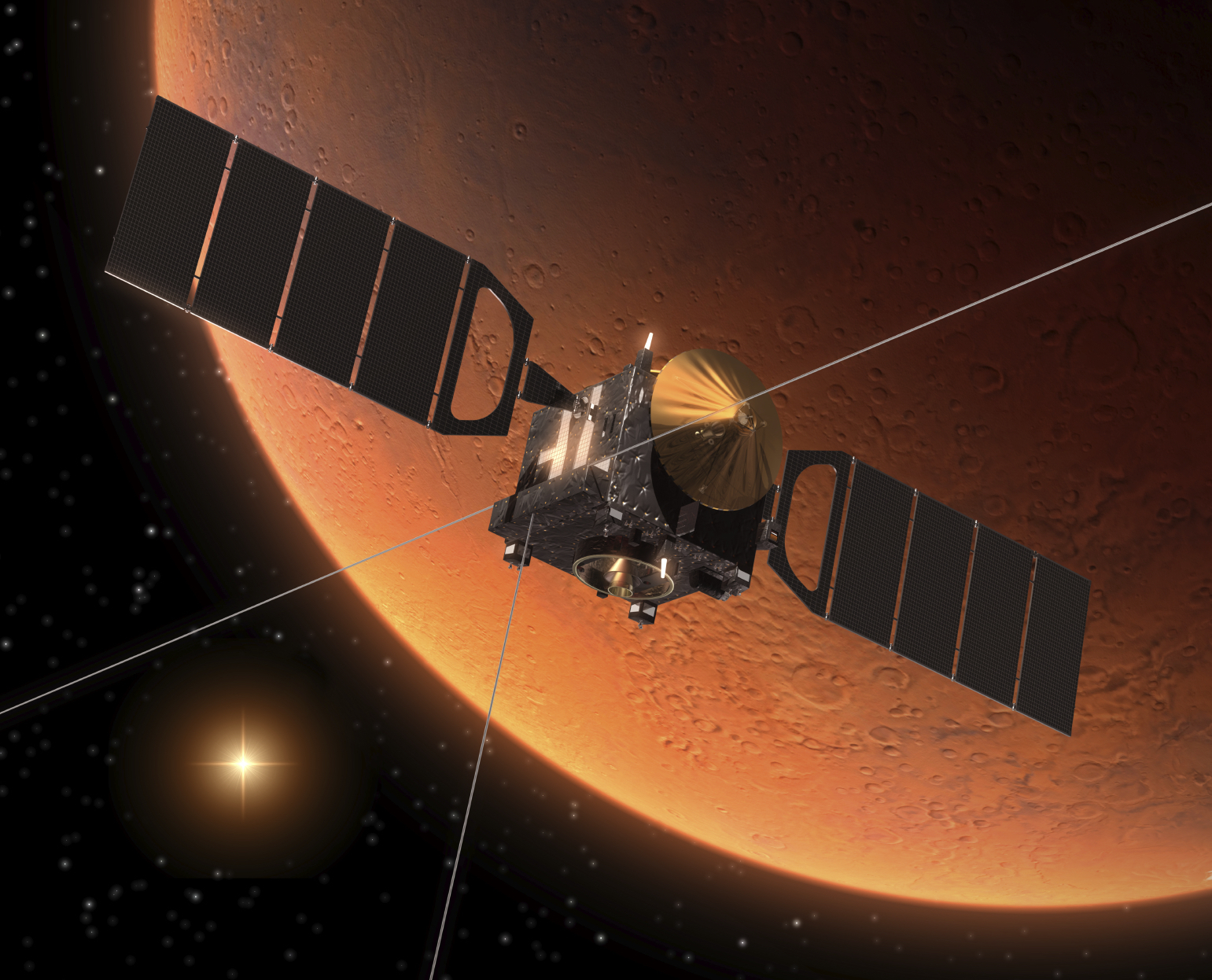 Spacecraft orbiting Mars. Getty images.