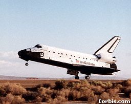 On its return to Earth, the shuttle lands like an aeroplane.