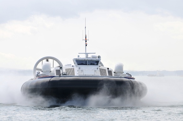 Hovercraft float above the water on a cushion of air. Getty Images
