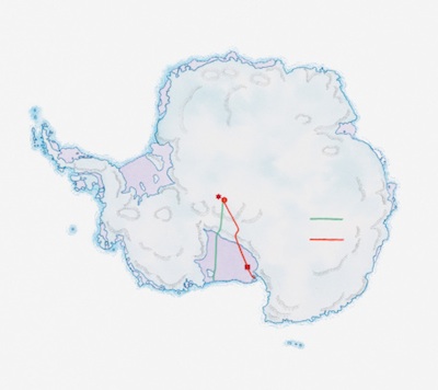 Map showing the routes taken by Amundsen & Scott. ©Getty Images