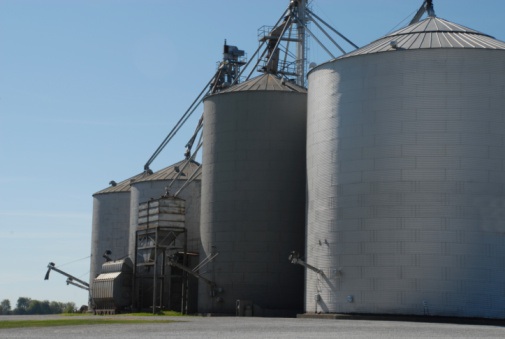 Silos are storage places for wheat until it is sold. © Getty Images