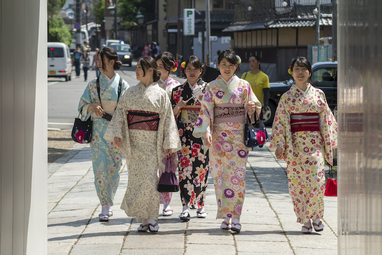 A group of women wearing the traditional kimono. Getty Images