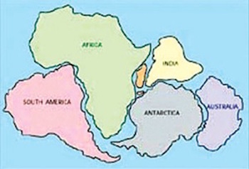 The Earth was one huge continent that broke into smaller pieces which then moved slowly to be in the position they are today. Getty