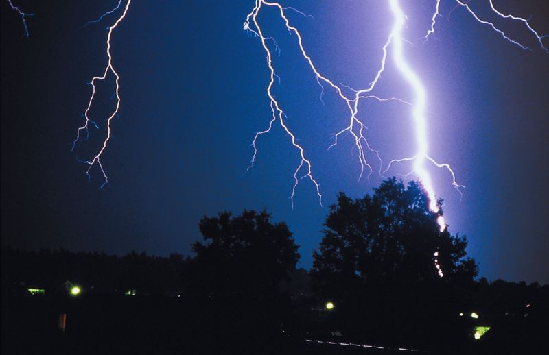 Thunder and lightning occur naturally as part of a thunderstorm. Whenever you hear thunder there is the danger of a lightning strike. © Getty Images