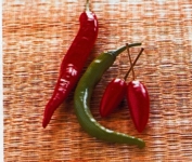 There are red and green chillies