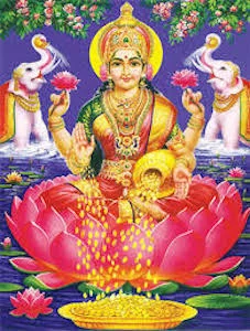 The goddess Lakshmi is the goddess of wealth. You can see gold coins pouring from one of her right hands into a pile of coins in front of her.©iStock