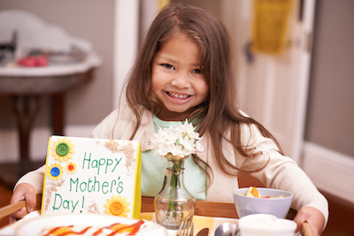 Some children bring mum breakfast in bed on Mother's Day