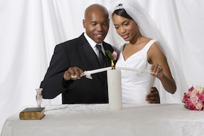 Lighting a wedding candle