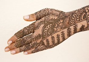 Henna designs on a bride's hand