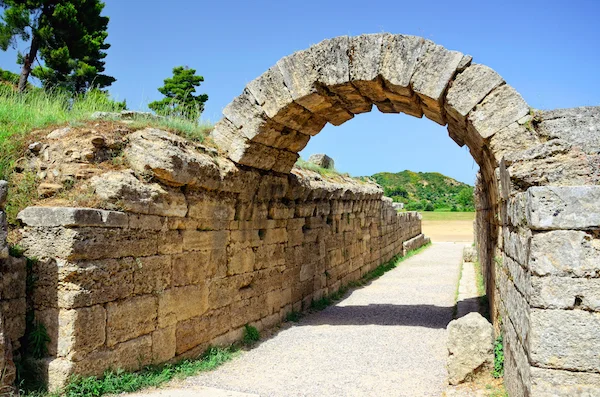 The entrance to the stadium in ancient Olympia.