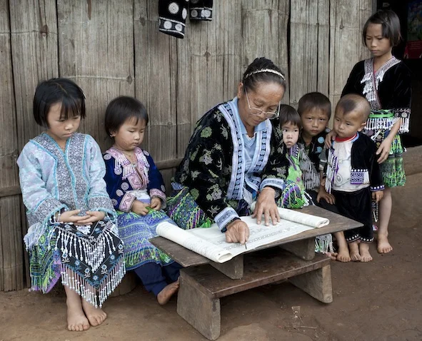 In hill tribe village schools the children are taught by a village elder. ©Getty