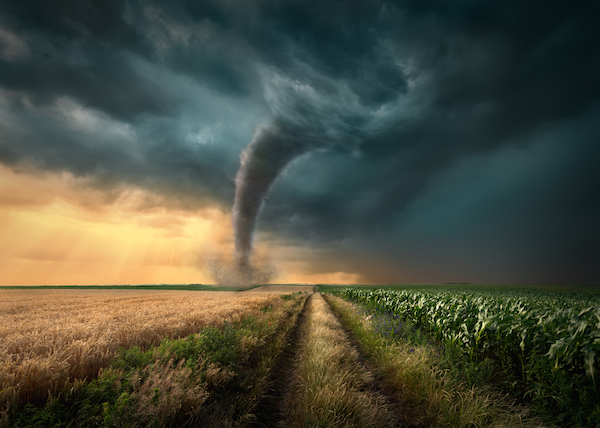A tornado in US farmland ©Getty