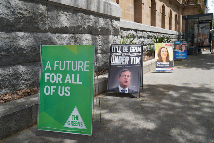 Candidates' posters outside a polling place in Queensland on election day. ©Getty 