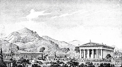 The Ancient sacred town of Olympia as it might have looked 3000 years ago.© iStock
