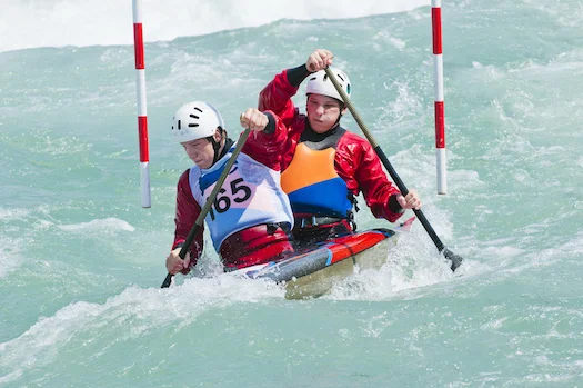 Doubles kayak slalom event. The athletes must pass through a series of gates. ©iStock