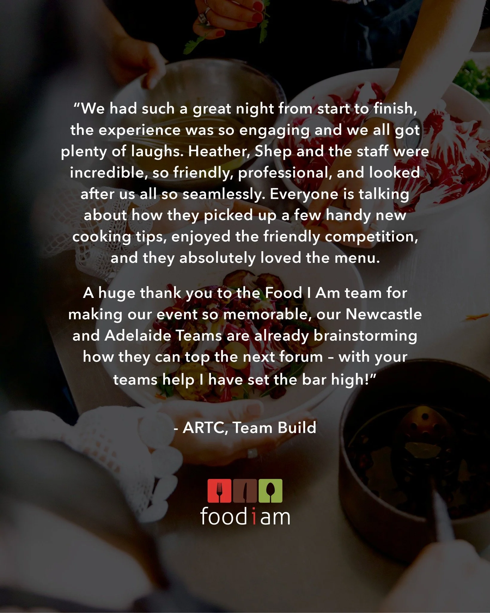Such a fun team building class with the crew from ARTC. We're glad they had a great experience and took home some tips too! 

#foodiam #cookingclass #teambuild #wagga #waggawagga #testimonial