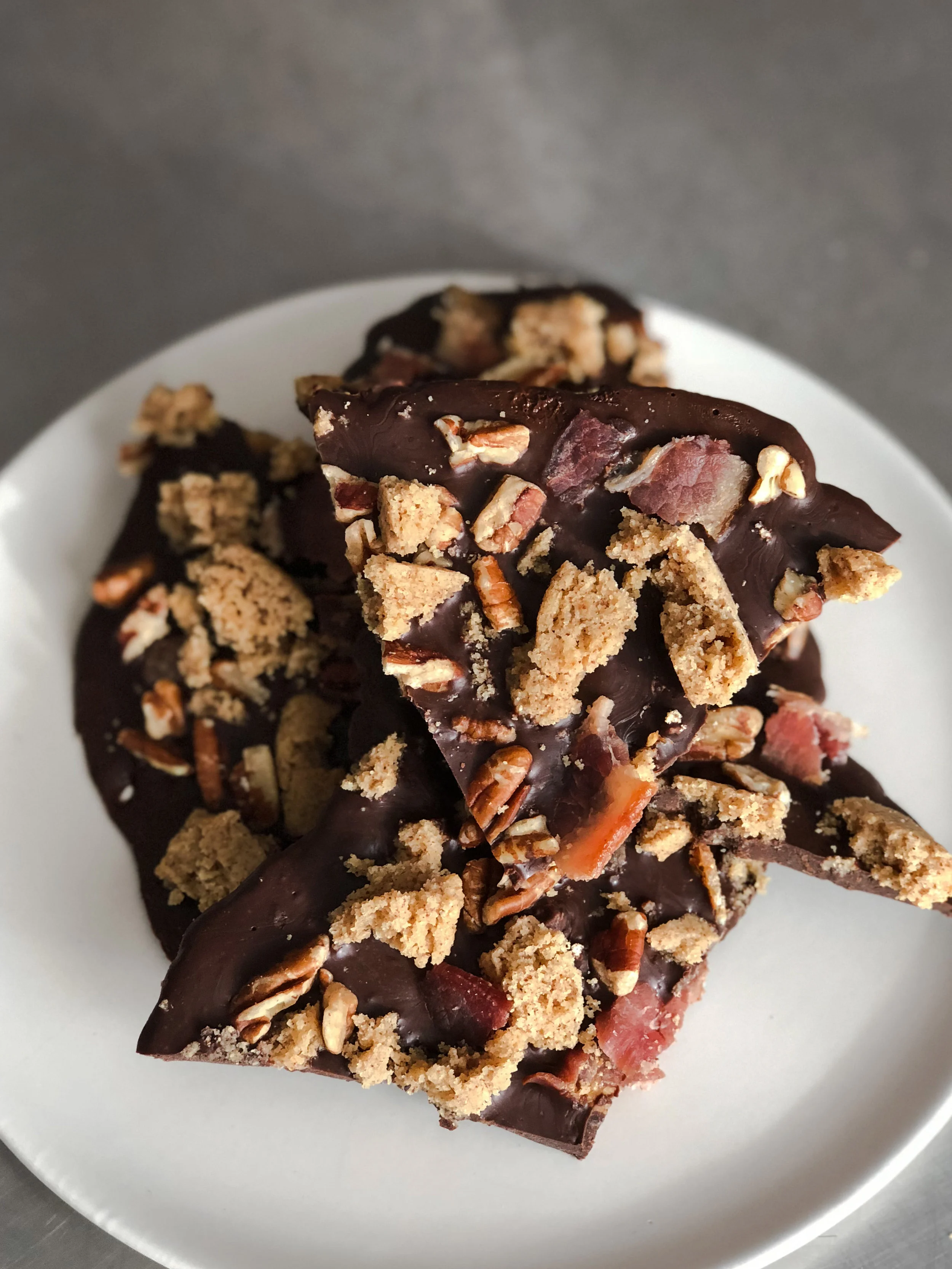 KETO RECIPE: Chocolate Cookie Bark With Bacon, Pecans and Sea Salt
