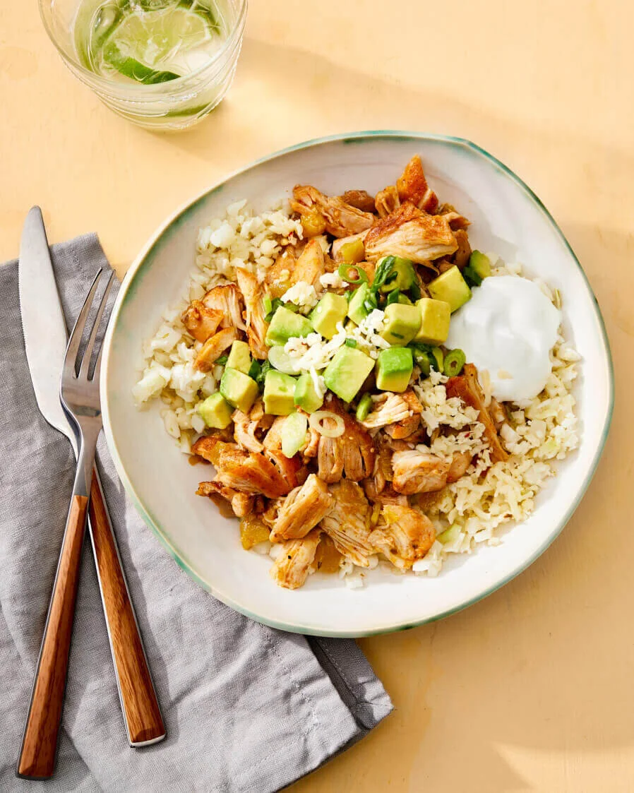 KETO RECIPE Shredded Green Chile Chicken Bowl (Instant Pot and Slow