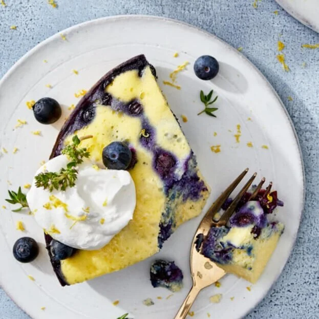 KETO RECIPE: Lemon-Blueberry Pancake Cake with Fresh Thyme