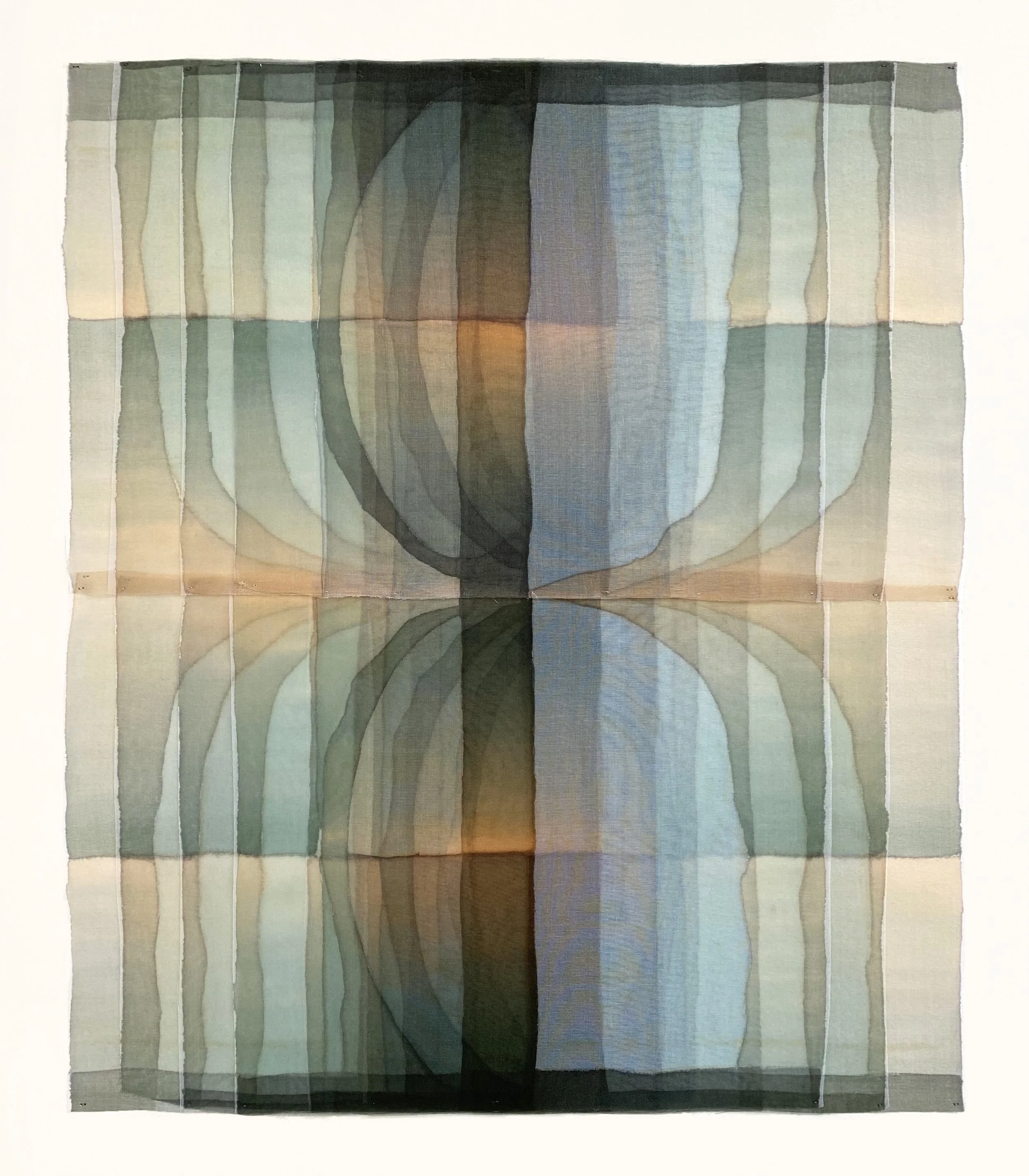  Slow Pulse Through Tree Leaves | dye on silk | 15.5 x 18.5 inches (22 1/8” x 25 1/8” Framed) | 2023  