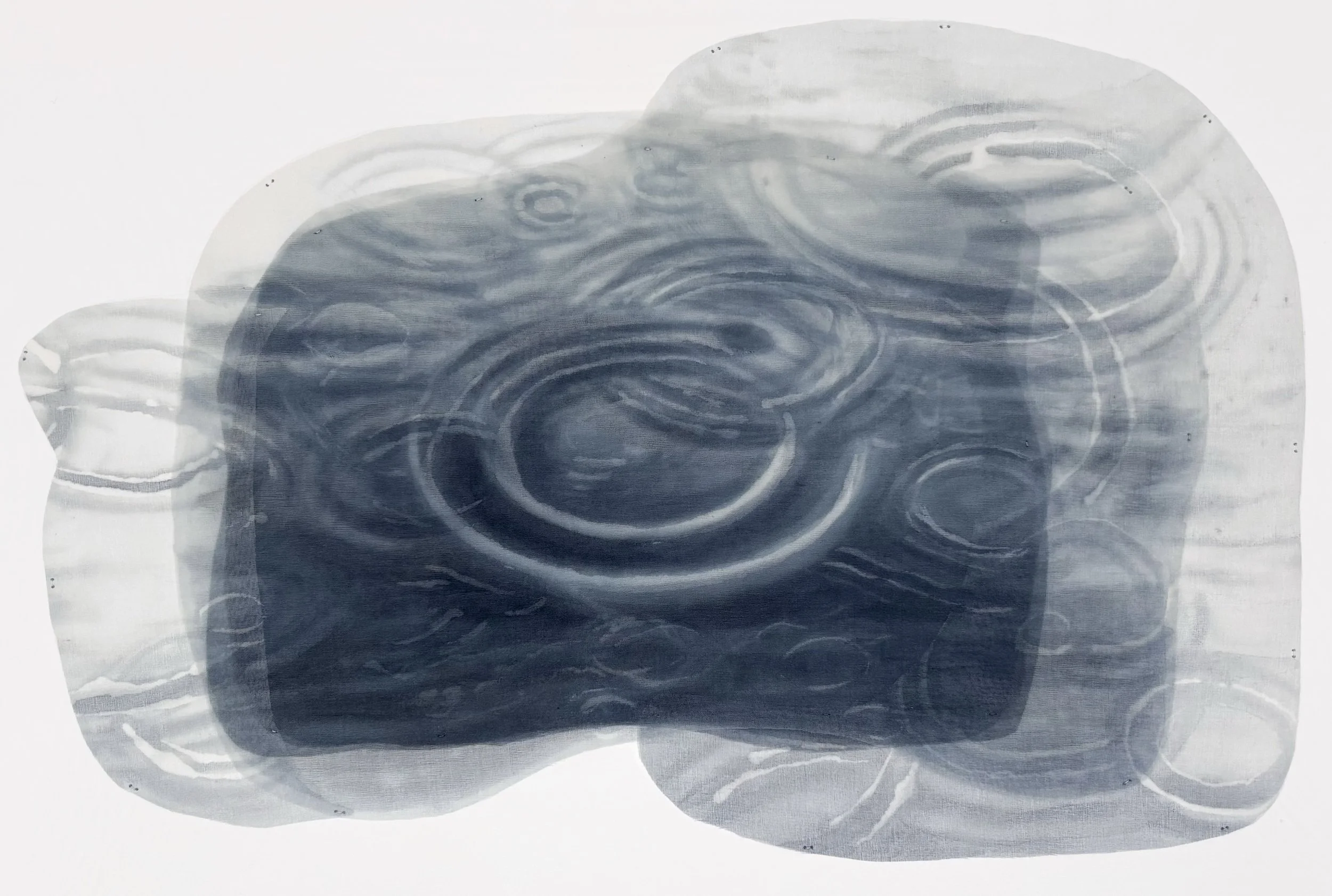  Portland Puddle I: Indigo on raw silk organza | 10” x 15” (14” x 19” mounted) 
