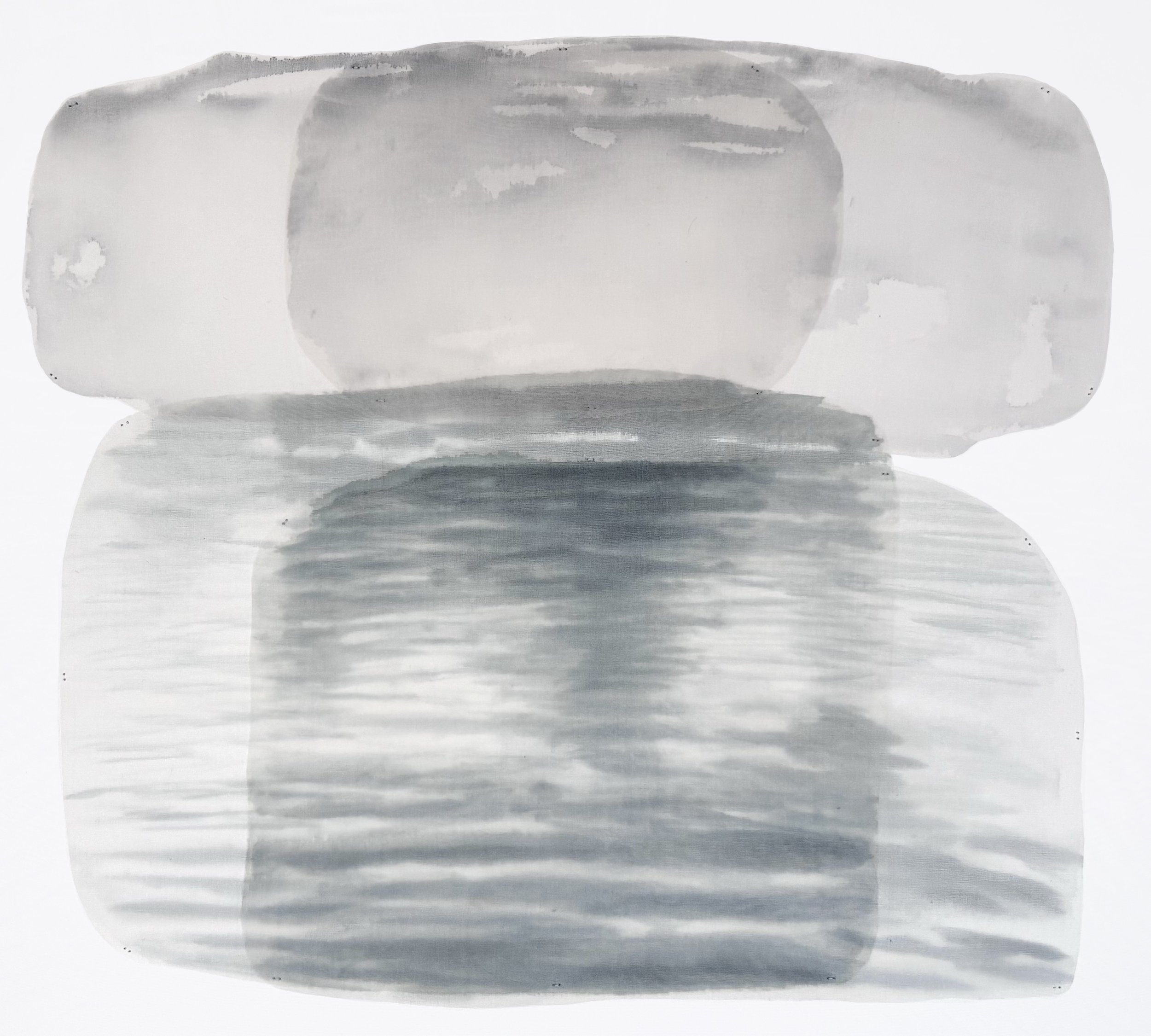  Day Cloud: Indigo and fusticwood on raw silk organza | 13.5” x 14.5” (17.5” x 18.5” mounted) 