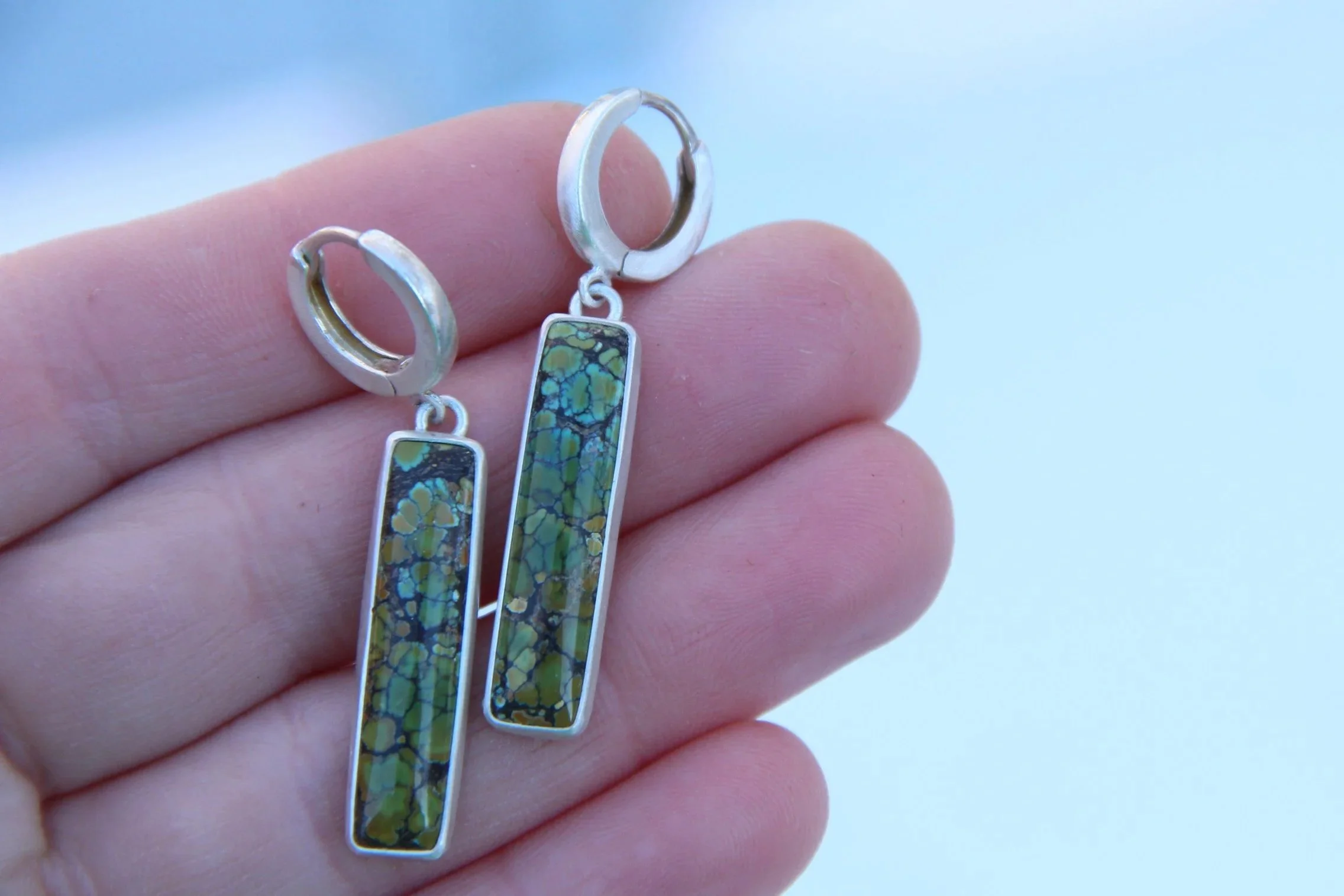 Turquoise Bar Mini Hoops