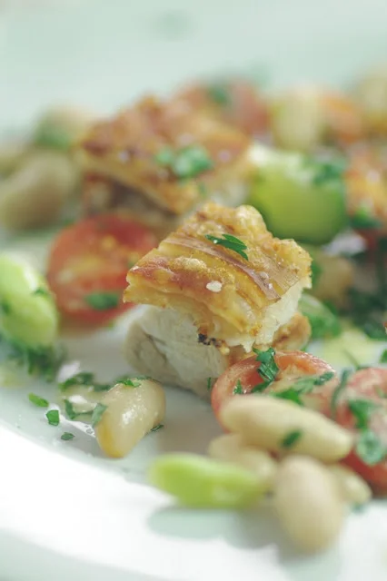 White Bean + Crispy Pork Salad