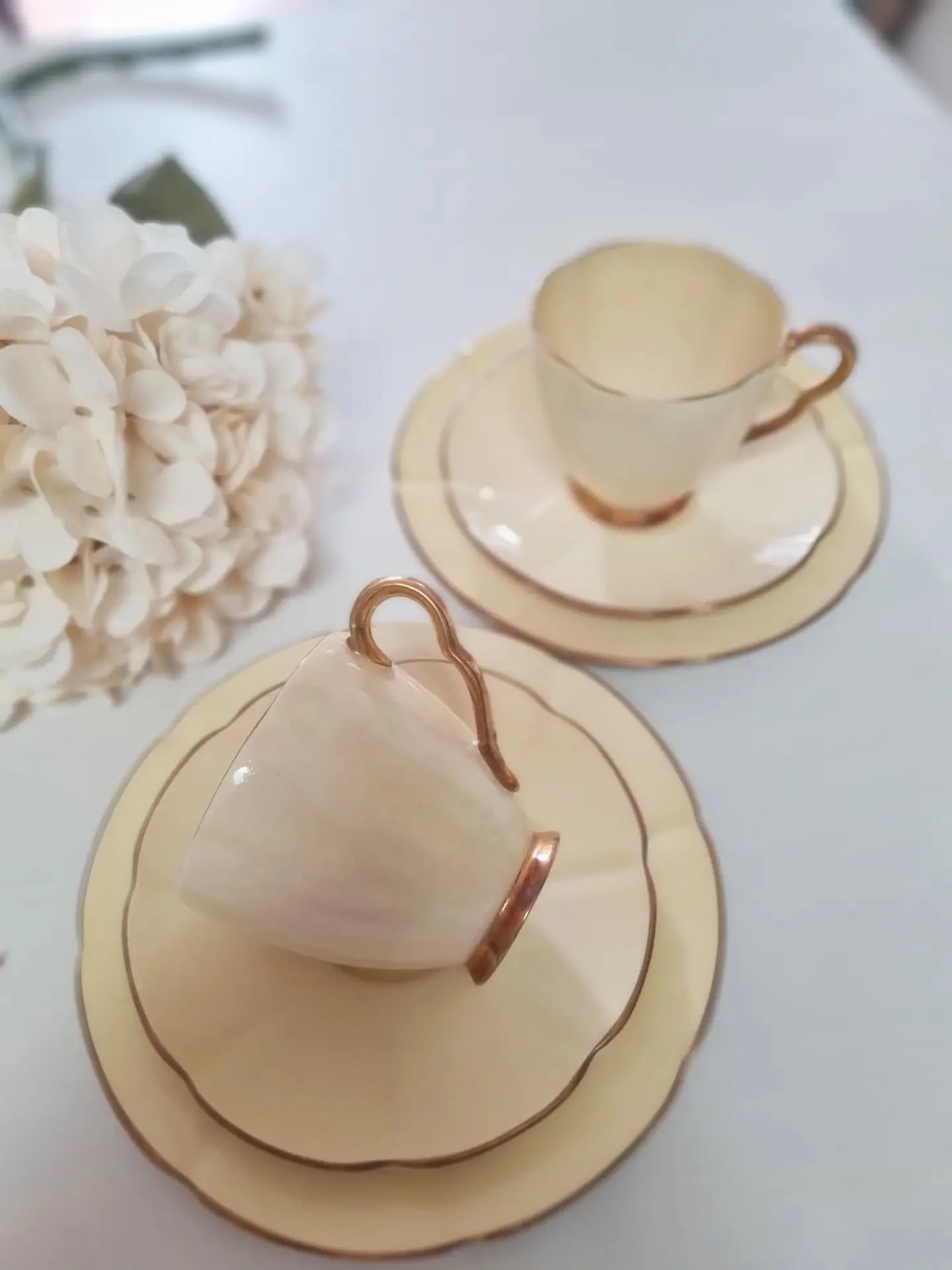 We're mere days away from Spring here in Australia, and the gorgeous pastel lemon colour of these vintage Carlton Ware teacup sets has me dreaming of fields of daisies and buttercups ... and cups of sweet milky tea.