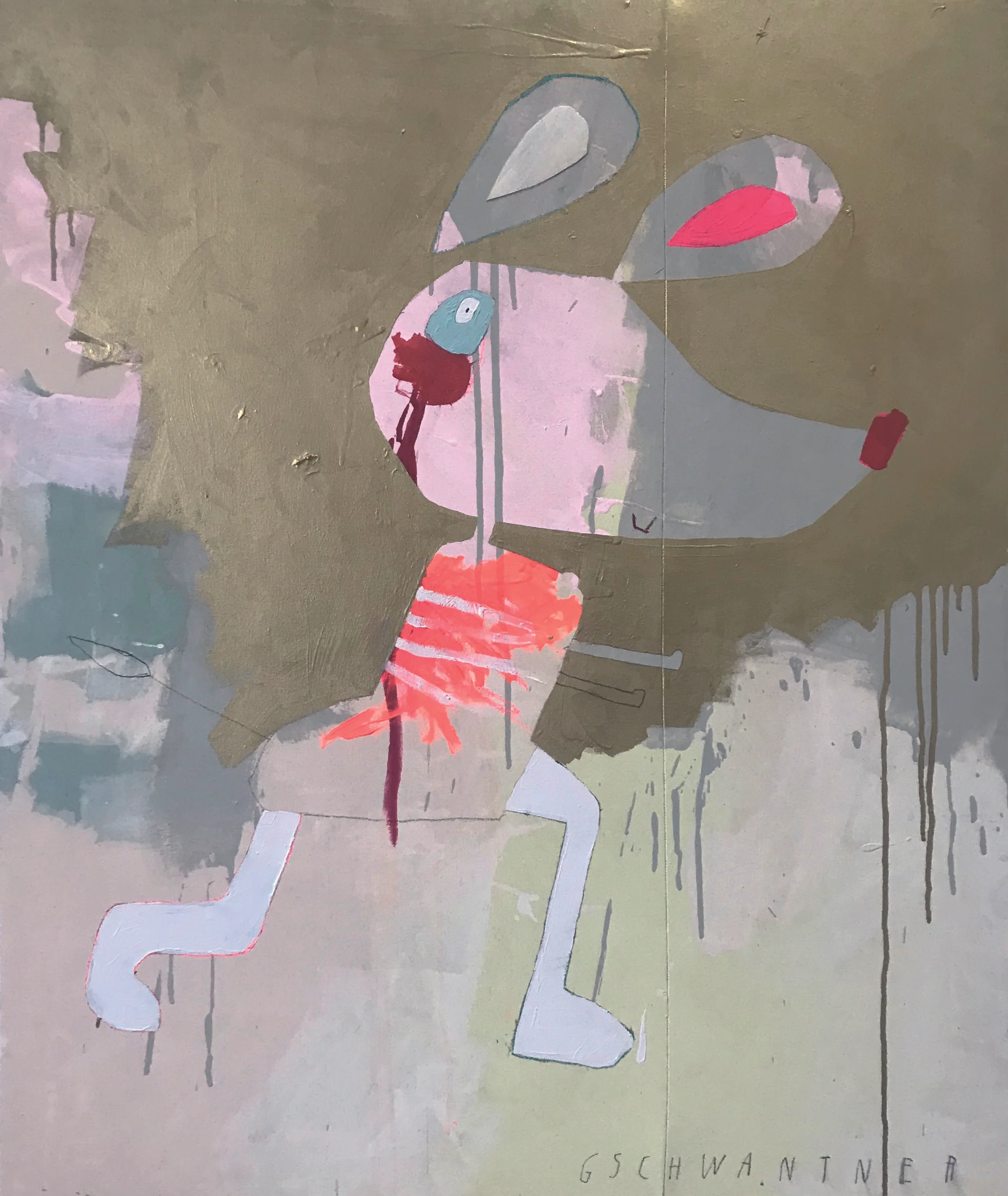  Laufmaus in Gold, 2018, 87 x 103 cm 