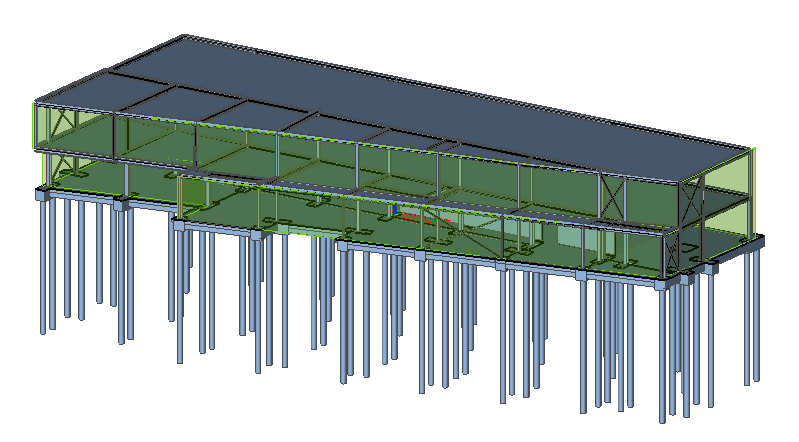 Model van loods Merelbeke in Scia Engineer