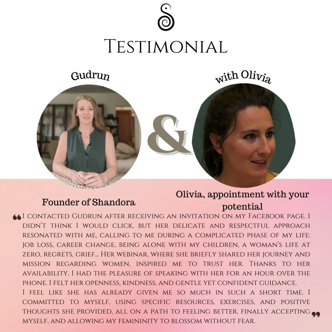 🌟 Testimonial Spotlight 🌟

&ldquo;I reached out to Gudrun during a challenging time&mdash;career change, single parenting, and self-doubt. Her webinar spoke to my heart, and our call gave me clarity, confidence, and a renewed sense of self. With he