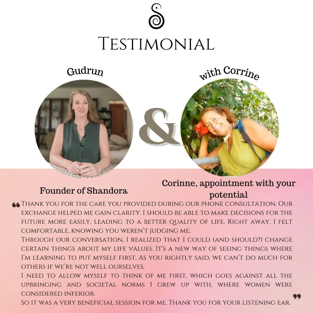 🌟 Testimonial Spotlight 🌟

&ldquo;Through our conversation, I gained clarity and realized I need to put myself first&mdash;something I was never taught to do. It was a powerful shift, helping me see my worth and embrace a new way of living. Thank y