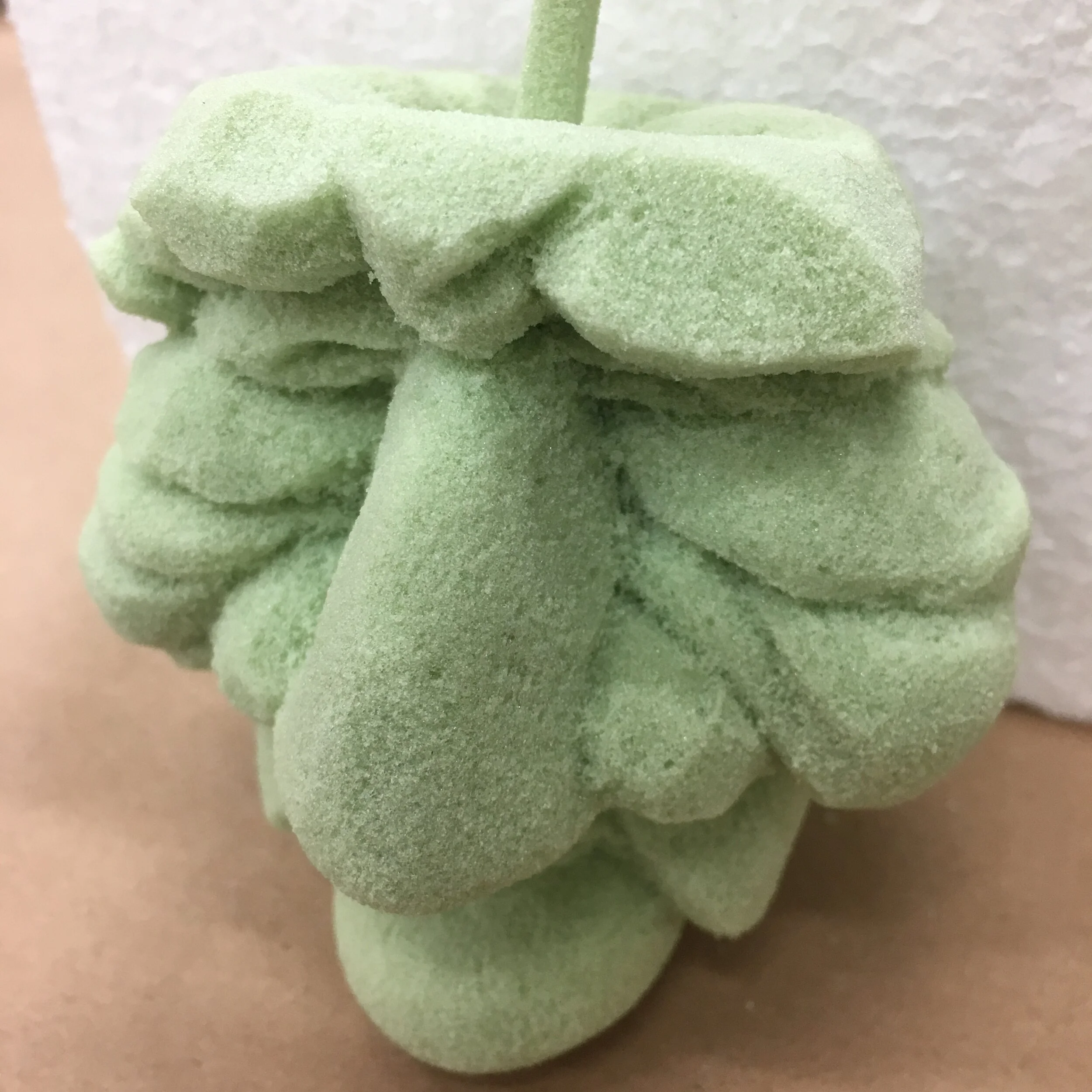 Foam carved 'apple-core witch head' originally for The Antipodes, Dorfman Theatre, National Theatre