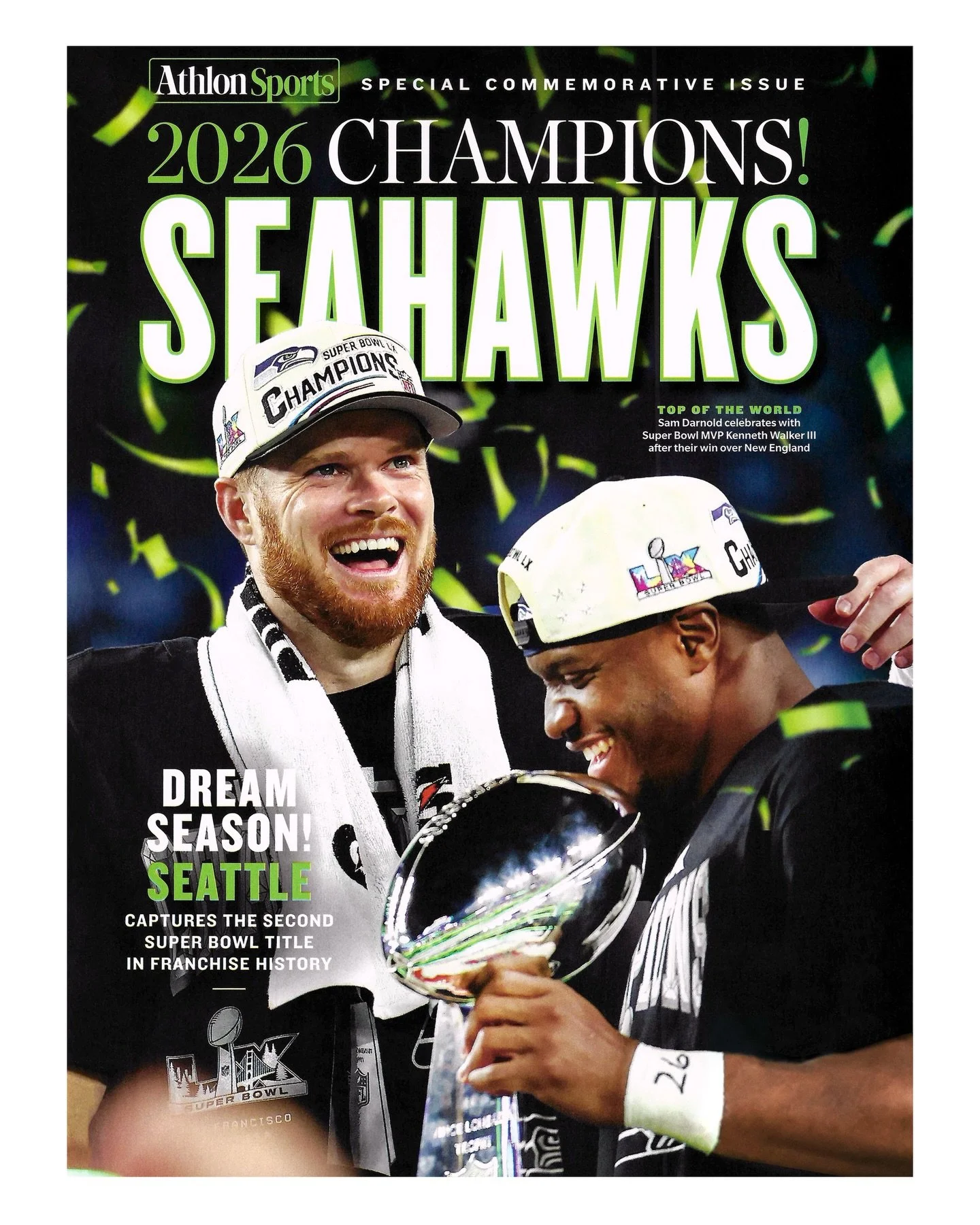 Walked into the bookstore yesterday and found two Super Bowl magazine covers and a book cover! Feels cool seeing photos in the wild (📸: NFL)